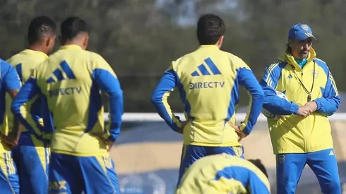 Diego Martínez durante el entrenamiento de Boca