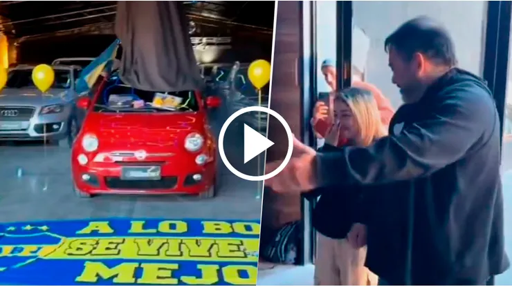 Le regalaron su primer auto al ritmo de las canciones de Boca.
