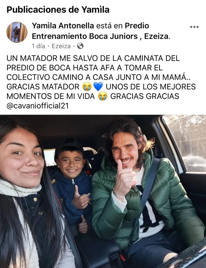 Yamila, Santino y Cavani.