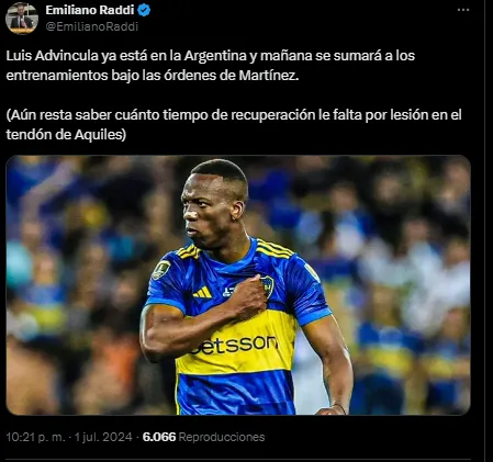 Advíncula está en Argentina. (Captura)