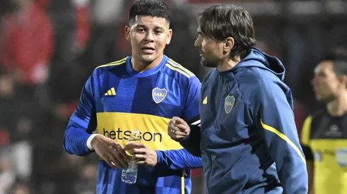 Diego Martínez y Marcos Rojo en Boca