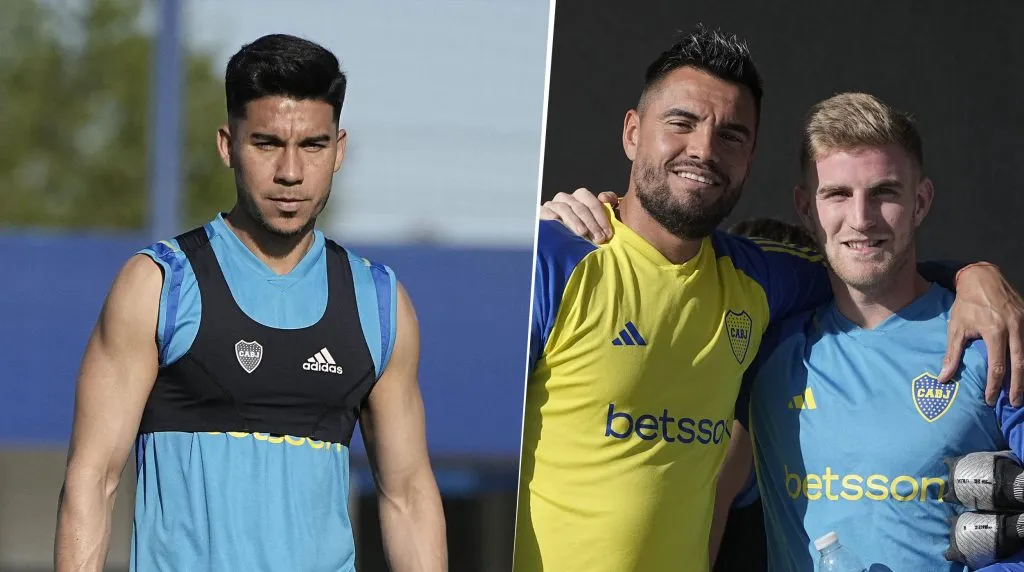 Pol Fernández, Sergio Romero y Nicolás Valentini, en Boca. (Imago)