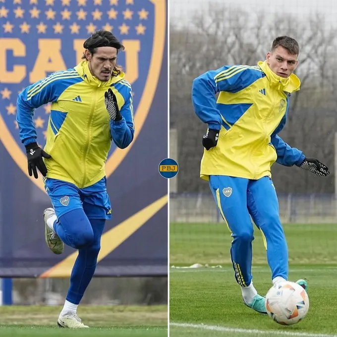 Edinson Cavani y Kevin Zenón entrenaron a la par en Boca