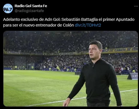 Sebastián Battaglia, candidato a dirigir Colón.
