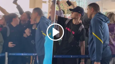 Unos chicos se encontraron con Riquelme al volver de su viaje.