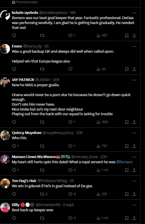 Los hinchas de Manchester United recuerdan a Sergio Romero.