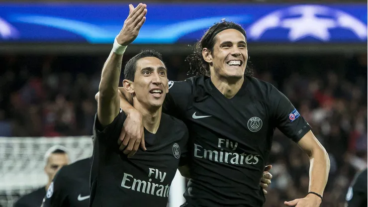 Edinson Cavani y Di María en el PSG