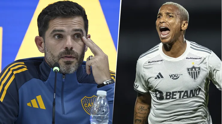 Fernando Gago y Deyverson, jugador de Atlético Mineiro