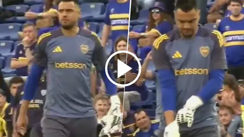 Sergio Romero salió a calentar en La Bombonera