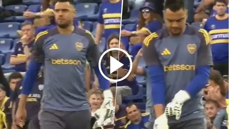 Sergio Romero salió a calentar en La Bombonera