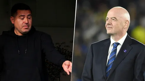 Riquelme y Gianni Infantino, presidente de FIFA.