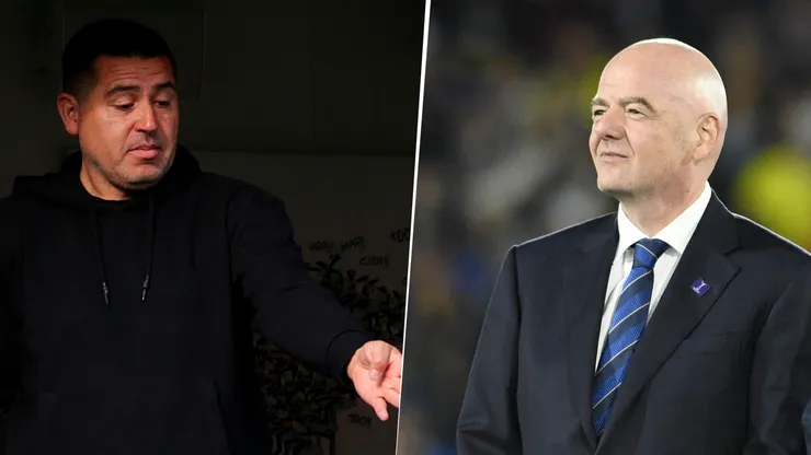 Riquelme y Gianni Infantino, presidente de FIFA.