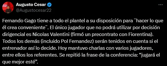 La diferencia entre el caso de Pol Fernández y Valentini. (Captura)