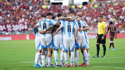 El festejo del gol argentino ante Venezuela. Foto: Prensa AFA.