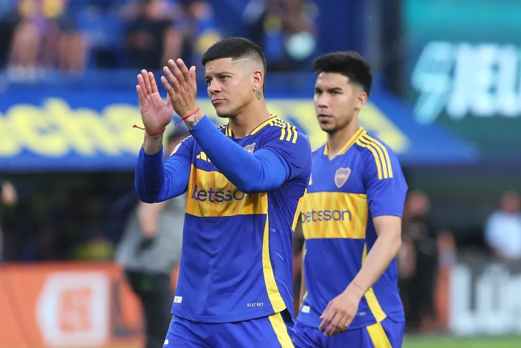 Pol Fernández y Marcos Rojo en Boca (Getty Images)