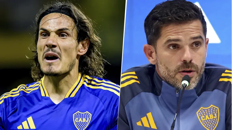 Edinson Cavani y Fernando Gago en Boca