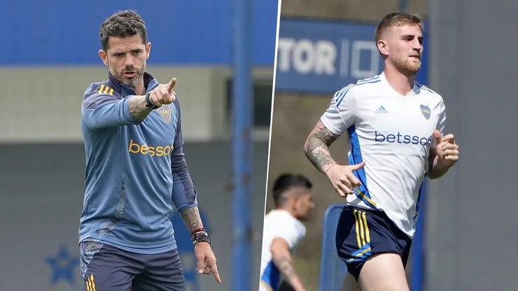 La defensa que probó Gago con Nicolás Valentini.