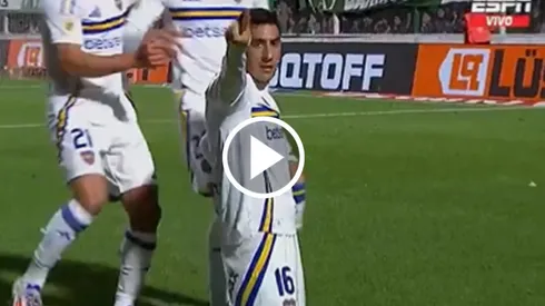 Miguel Merentiel anotó el primer gol del Boca-Sarmiento.