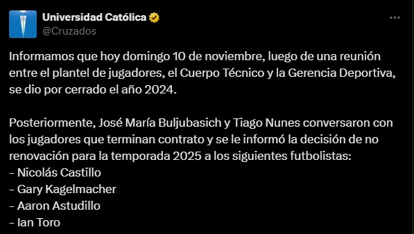 La salida de U. Católica que haría más fácil la llegada de Medel. (Captura)