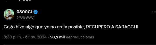 Los hinchas elogiaron el nivel de Saracchi.