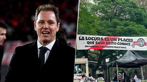El nombre del presidente de River apareció en varios pasacalles.