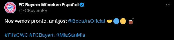 El mensaje de Bayern Múnich a Boca. (Captura)