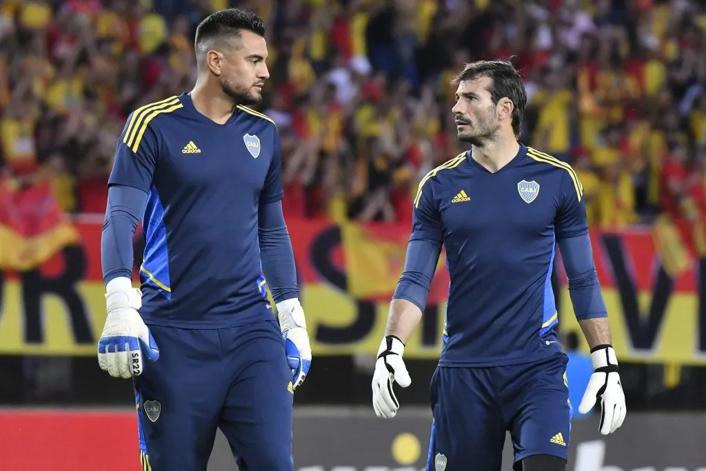 Sergio Romero y Javier García, en Boca. (Getty)