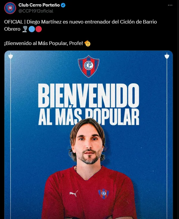 Diego Martínez es el nuevo DT de Cerro Porteño. (Captura)