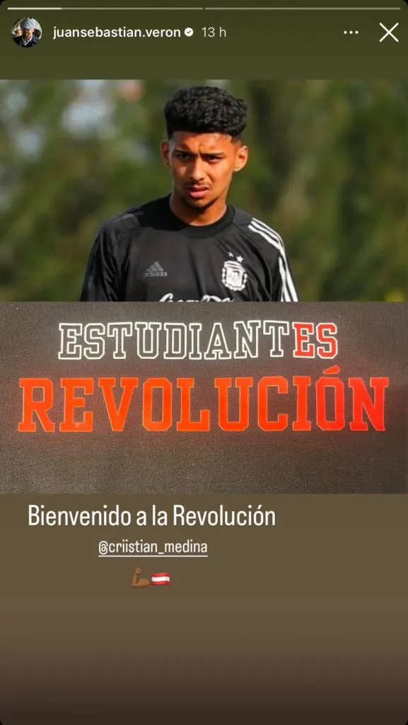 A través de esta historia, Verón le dio la bienvenida a Medina. (Captura)