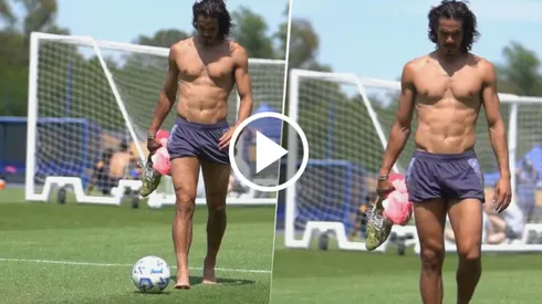 Cavani asombró a todos en el Predio de Ezeiza.