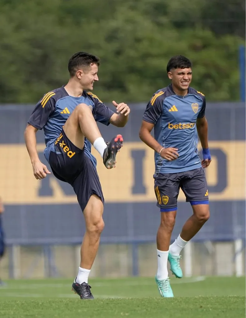 Herrera y Zeballos, durante una práctica en Boca Predio. Foto: Prensa CABJ.