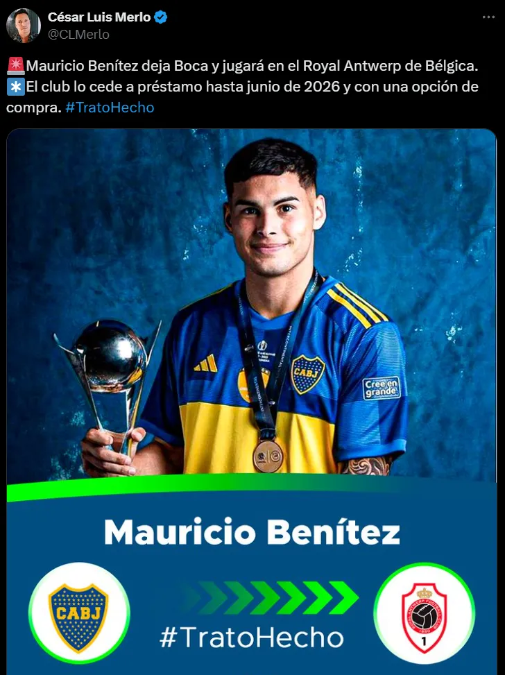 Mauricio Benítez se va a al Royal Antwerp.