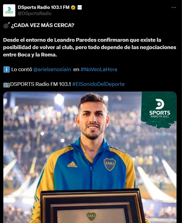 Boca acelera por Paredes. (Captura)