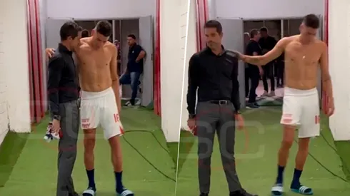 Fernando Gago habló con un futbolista de Unión post-partido.