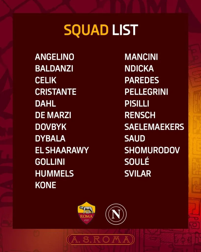 La lista de convocados, con Paredes en ella. (Roma Oficial)