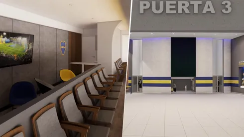 El hall y el palco institucional que proyectan en La Bombonera.