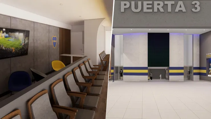 El hall y el palco institucional que proyectan en La Bombonera.