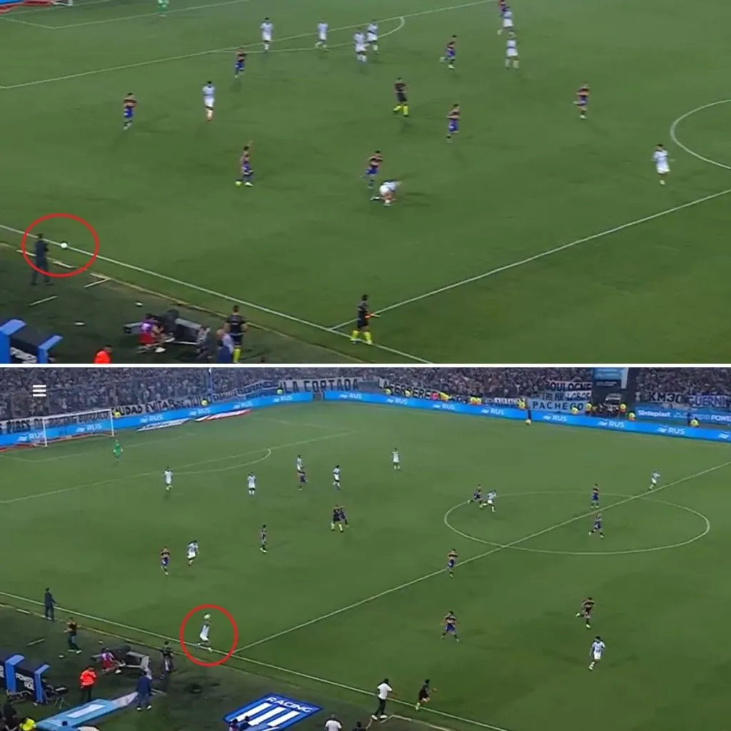 Martirena hizo el lateral varios metros más adelante. (TNT Sports)