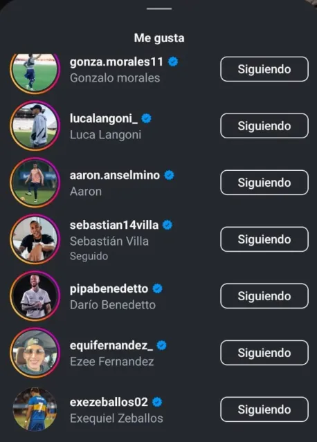 Los “likes” del Mundo Boca al posteo de Medina.