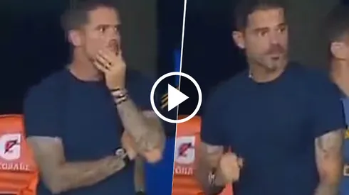 La reacción de Fernando Gago tras el gol de Merentiel