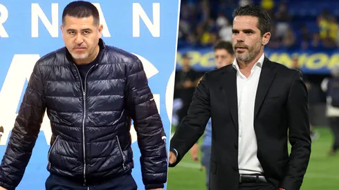 Riquelme y Gago se reunieron tras la práctica de este miércoles.