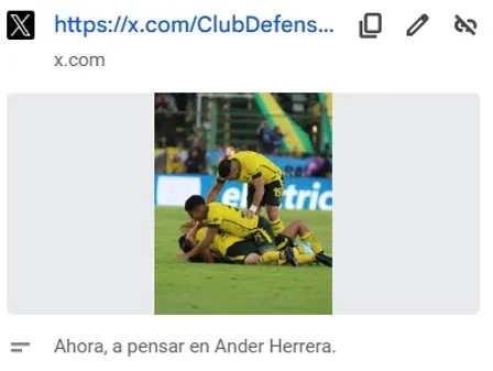 Tuit borrado de Defensa y Justicia dedicado a Boca y Ander Herrera