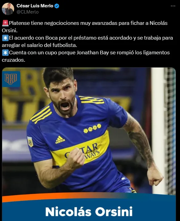 Nicolás Orsini será nuevo jugador de Platense. (Captura)