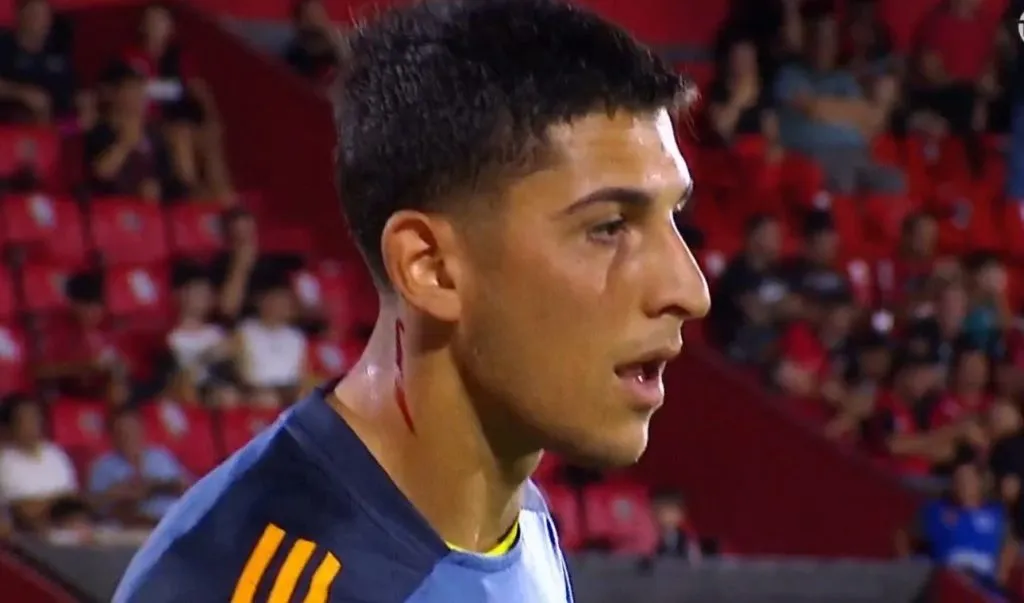 El corte que sufrió Brey en el calentamiento ante Newell’s. (Captura)