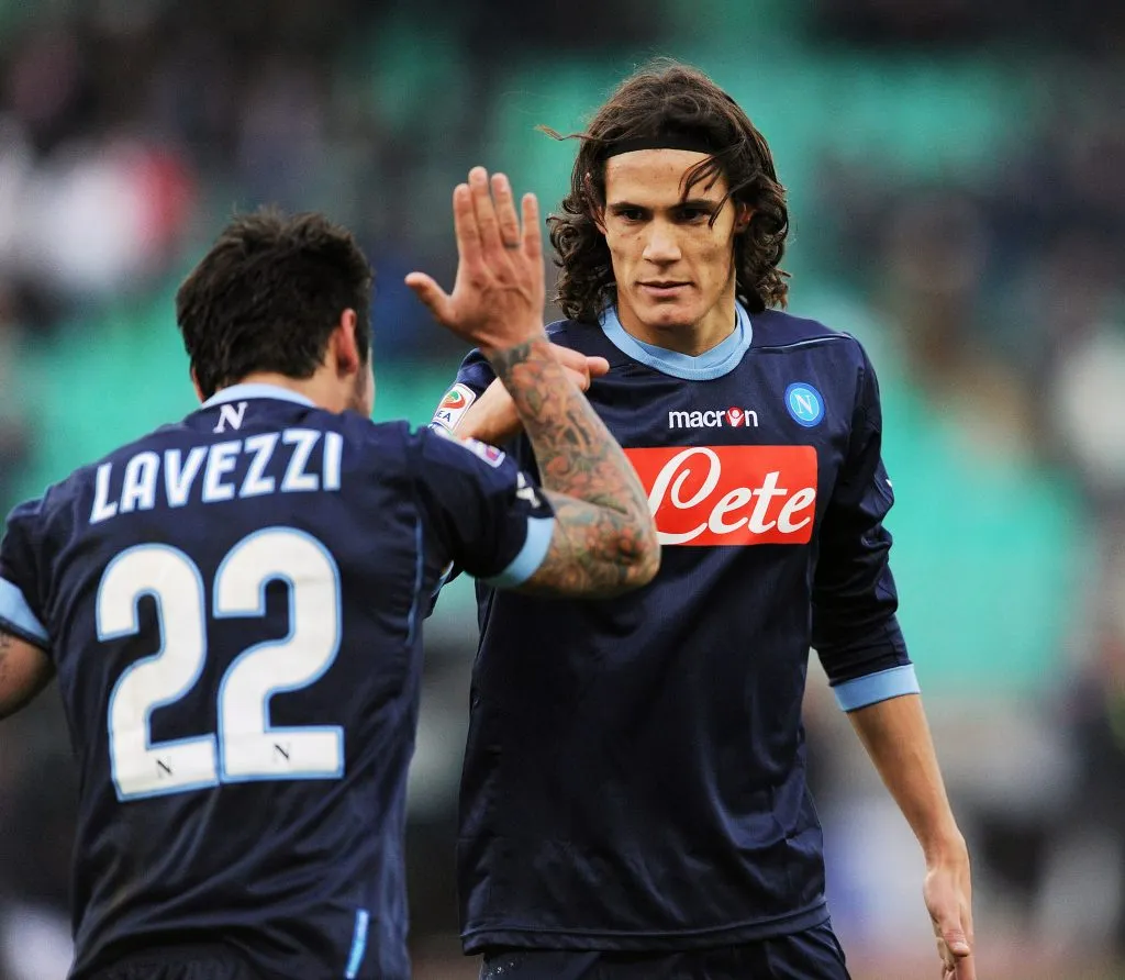 Lavezzi y Cavani, juntos en el Nápoli. (Getty Images)