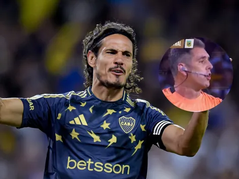 La picante frase del árbitro a Cavani tras el gol que le anuló en Boca vs. Barracas Central