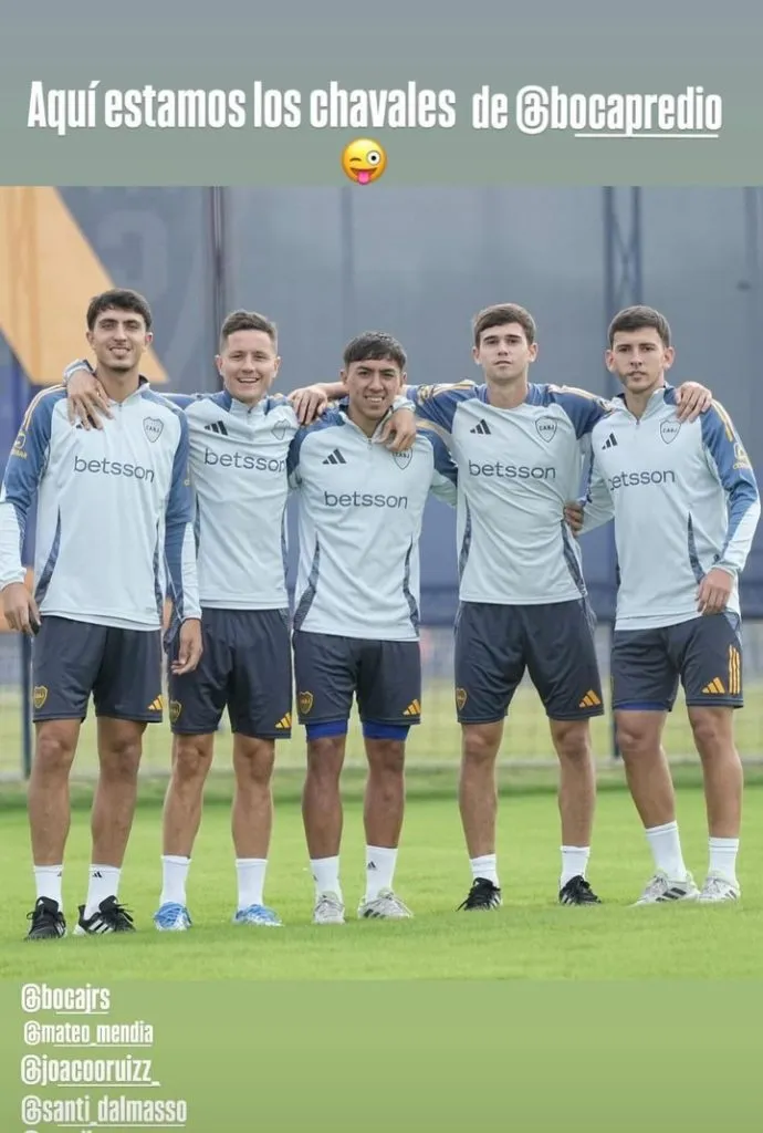 La historia que subió Ander Herrera junto a cuatro juveniles de Boca. (@anderherrera)
