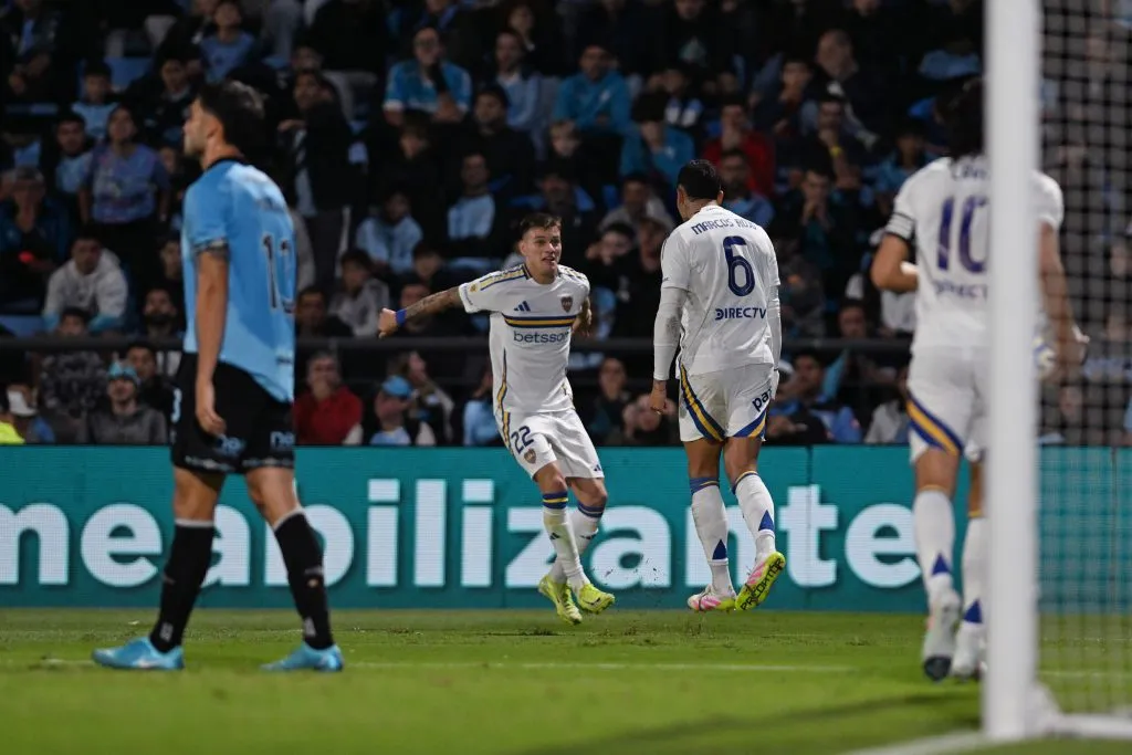 El festejo de gol de Boca entre Rojo y Zenón (Getty Images)