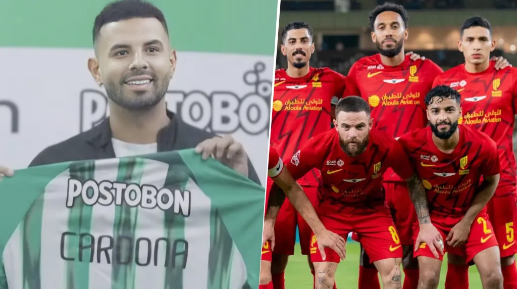 Edwin Cardona en Atlético Nacional y Nahitan Nandez en el Al-Qadsiah de Arabia Saudita (Twitter)