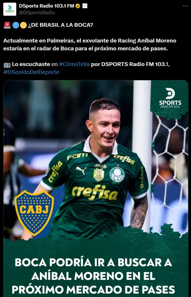 Boca iría a la carga por Aníbal Moreno. (Captura)